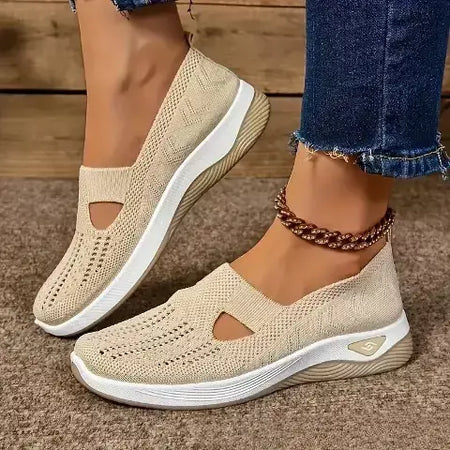 Tênis feminino respirável sapatos casuais verão sola macia sapatos ortopédicos leve deslizamento em sapato de caminhada antiderrapante sapatos planos