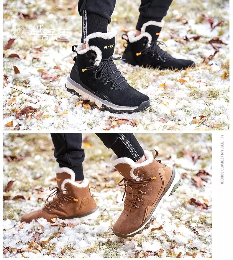 Rax à prova dwaterproof água caminhadas sapatos homens inverno ao ar livre tênis para homens botas de neve de pelúcia montanha botas de neve turismo ao ar livre sapato de corrida