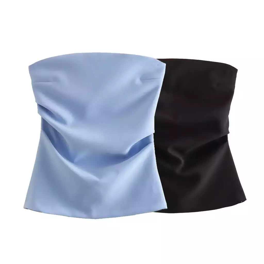 TRAF-Blusa sem mangas sem alças para mulheres, tops femininos, zíper traseiro, roupas de rua, tanque chique, moda verão, nova
