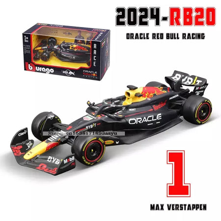 Bburago 1:43 2024 RB20 F1 Red Bull Racing TAG Heuer 2023 RB19 Miami # 1 Verstappen # 11 Brinquedo modelo fundido para carro em liga Perez