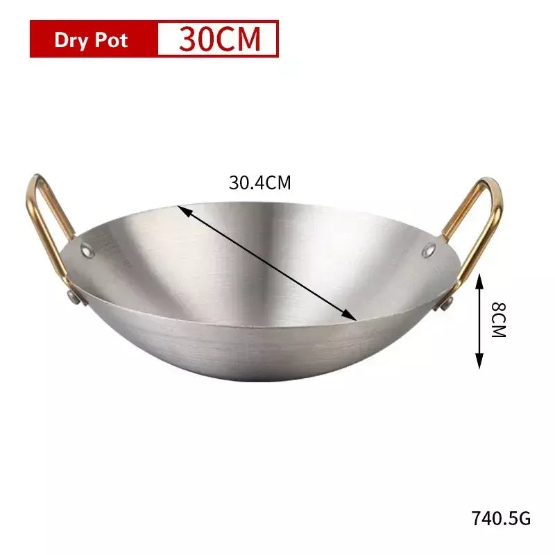 Panela Seca De Aço Inoxidável Espessada, Panela Antiaderente Doméstica, Fornalha De Álcool De Orelha Dourada, Hotpot Pequeno