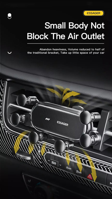 Essager gravidade suporte do telefone do carro clipe de ventilação de ar montar suporte do telefone celular no carro gps suporte para iphone 14 13 12 pro xiaomi