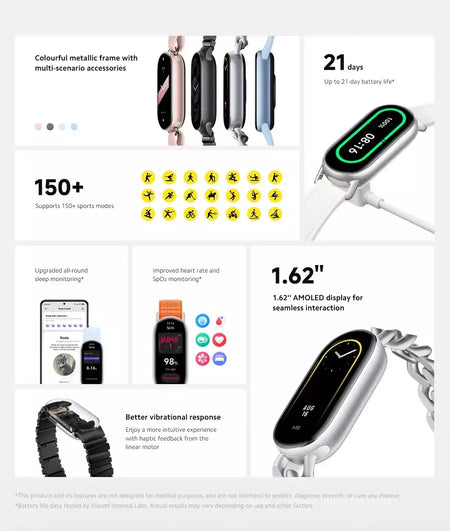 Versão global xiaomi banda inteligente 9 1.62 display amoled spo2 monitoramento 21 dias de vida útil da bateria mais de 150 modos esportivos smartband