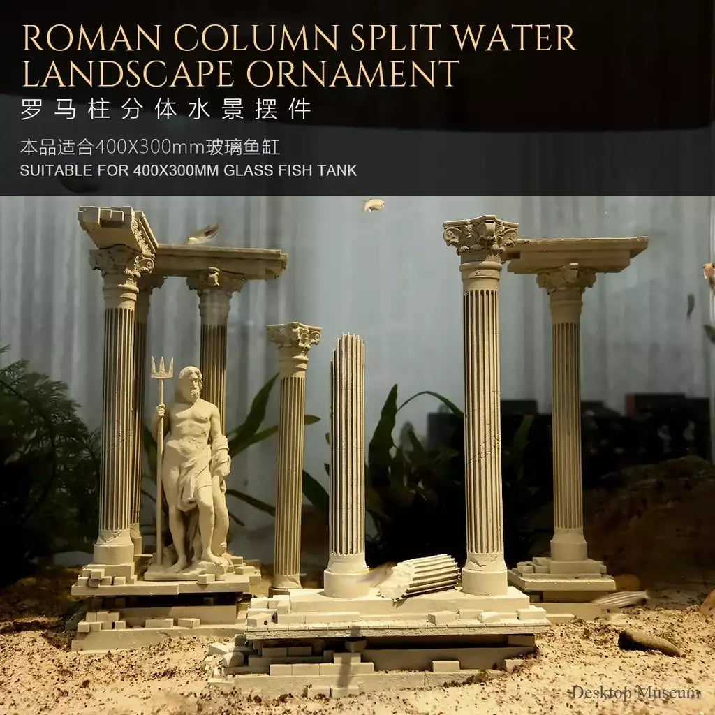 Paisagem de água para tanque de peixes, coluna romana, ornamento, aquário, paisagem (185mm de altura) LTCP-407