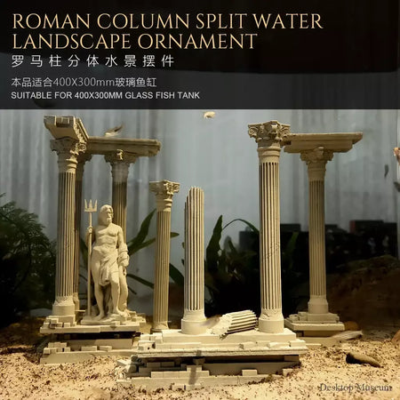 Paisagem de água para tanque de peixes, coluna romana, ornamento, aquário, paisagem (185mm de altura) LTCP-407