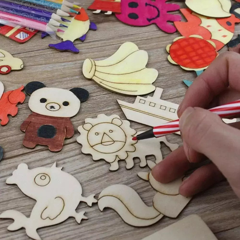 Estênceis de pintura de madeira para crianças, Brinquedos Montessori, Brinquedos de desenho, Aprendizagem Educacional, Presente Infantil, DIY, 20pcs