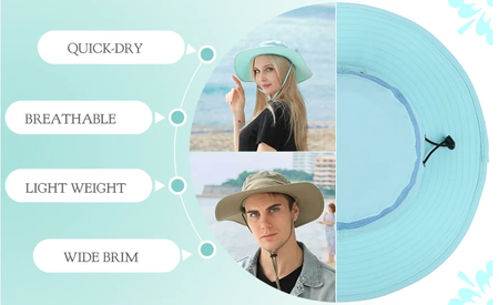 Chapéu de balde para homens e mulheres, protetor solar de pescador, Chapéu Panamá Sol, Rede Respirável de Pesca, Chapéu Grande de Secagem Rápida, Chapéu Caminhada