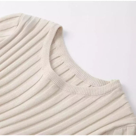 Vestido longo de malha monocromática feminino, manga curta, vestido feminino plissado, gola em O, quadril, primavera, moda verão, feminino, 2022