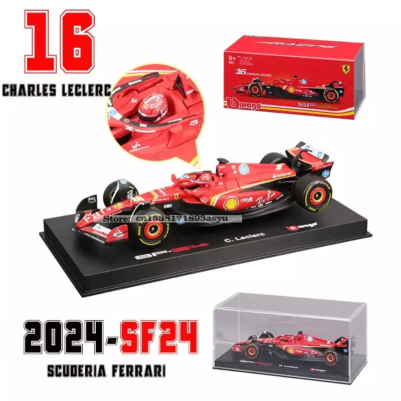 Bburago 1:43 2024 2023 F1 Scuderia Ferrari SF24 SF23 # 16 lecler # 55 sainz jr liga carro de luxo fundido modelo de carro série de brinquedos
