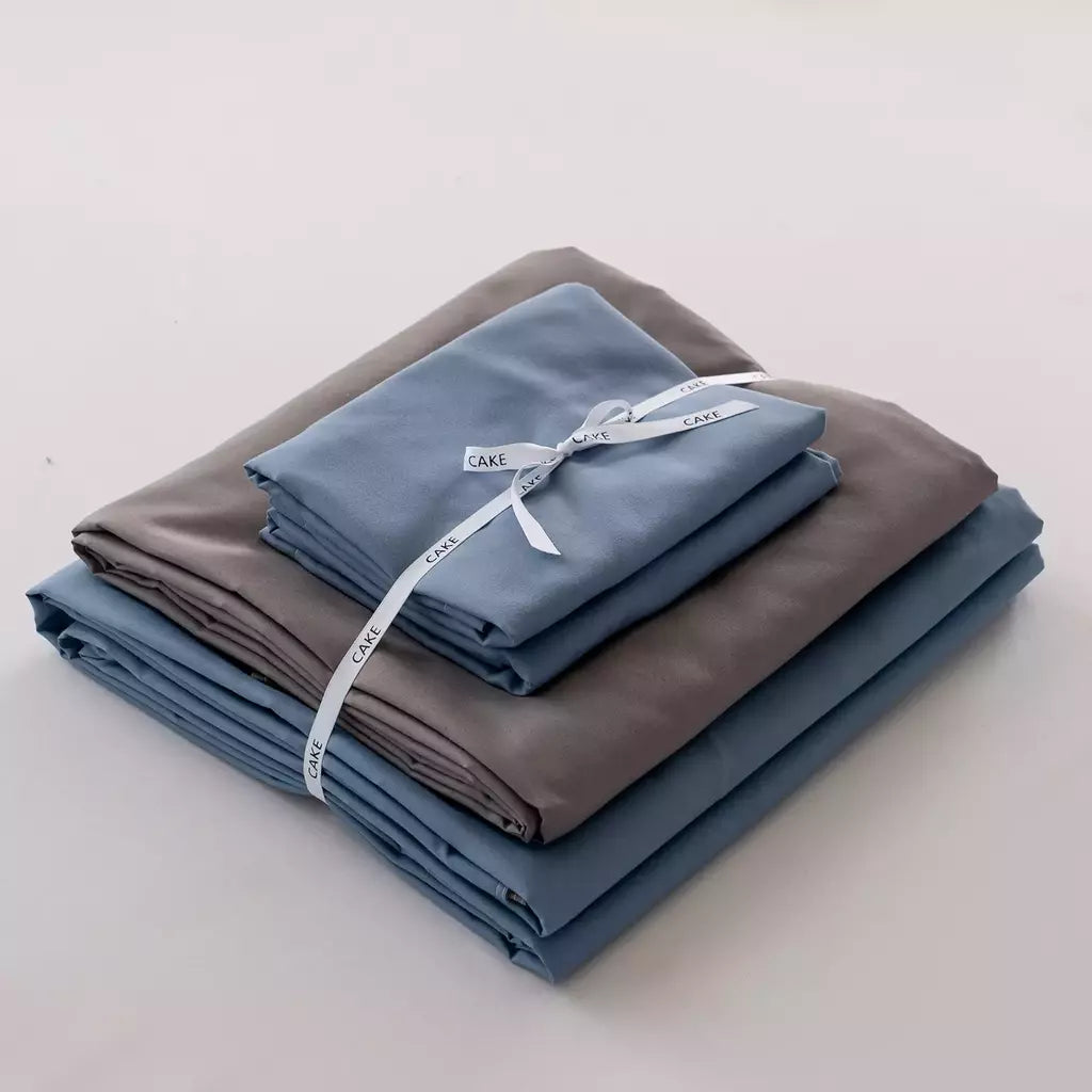 YanYangTian-Roupa de cama, Algodão lavado, 4 peças, Conjunto de lençóis, Conforto, Sólido, Natal, Casal, Capa de edredão