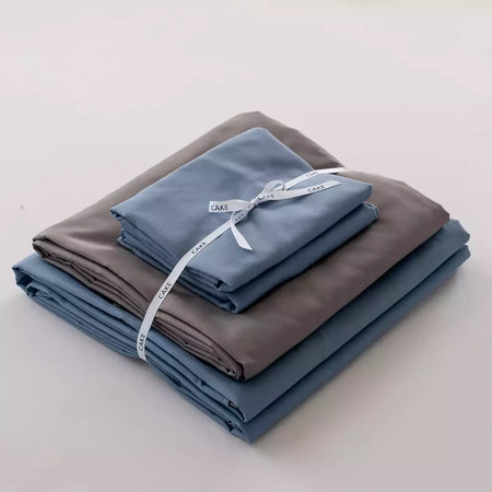 YanYangTian-Roupa de cama, Algodão lavado, 4 peças, Conjunto de lençóis, Conforto, Sólido, Natal, Casal, Capa de edredão