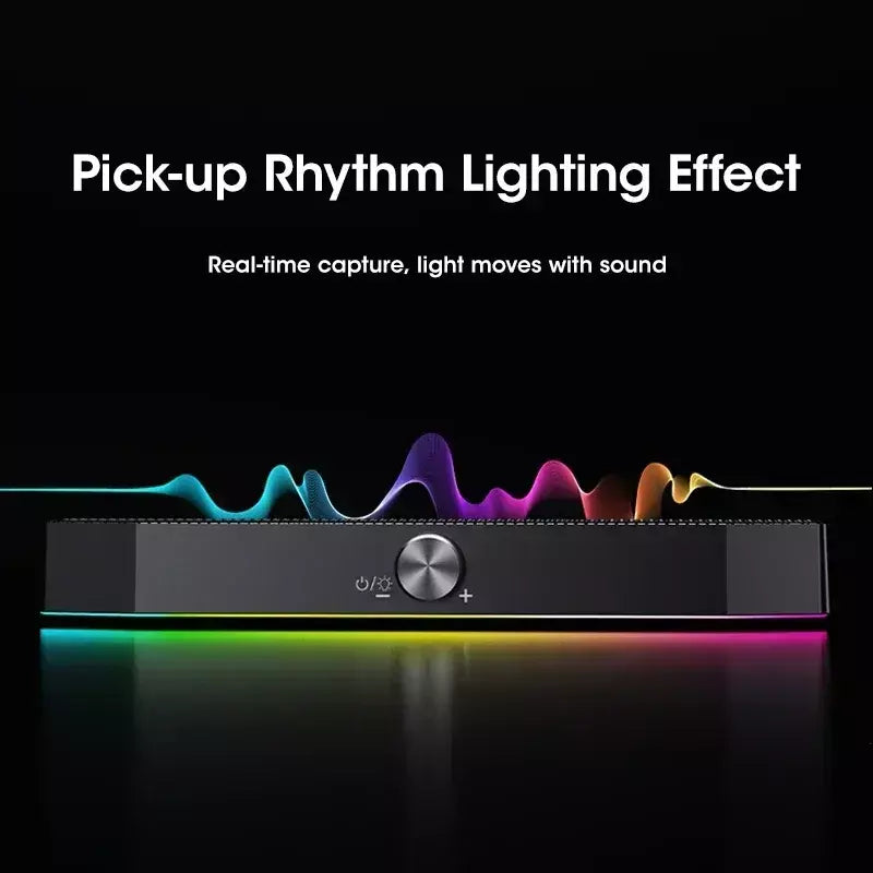 Barra de som sem fio Bluetooth 4D Surround RGB Luzes, subwoofer de graves profundos para laptop de jogos de PC de home theater, alto-falante multiroom 120W