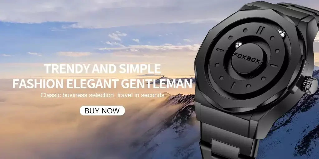Foxbox criativo rolagem ponteiro força magnética relógios de pulso quartzo masculino esportes ao ar livre relógio à prova dwaterproof água masculino relogio masculino