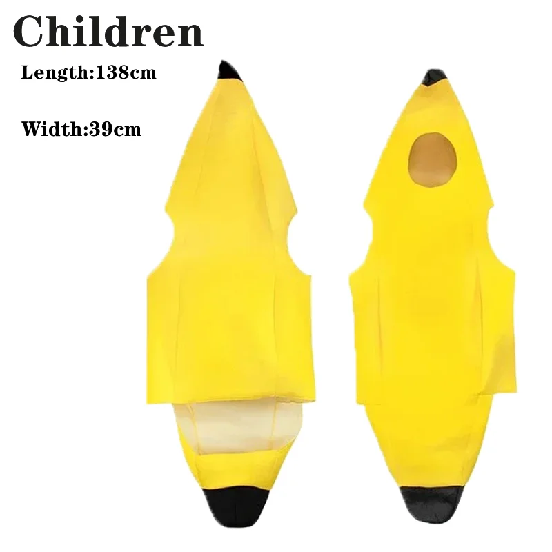 Criança/adulto unissex divertido conjunto de banana amarelo traje luz halloween fruta fantasia festa feriado dança vestido traje