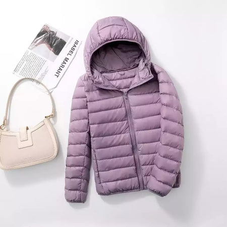 Casaco fino leve com capuz de pato para mulheres, casaco curto fino, streetwear quente, branco, plus size, casacos, outono, inverno, 2023