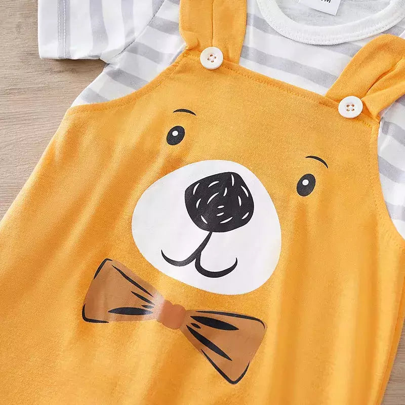 Roupa de urso fofa para criança, roupas de bebê e menina, macacão ao ar livre, traje de verão lindo de 0-18 meses, novo estilo, moda, 2024