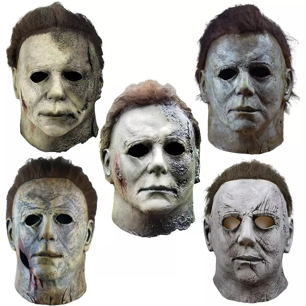 Máscara de látex masculina Michael Myers, rosto cheio, rímel, Rave Cosplay, filmes, brinquedos complicados, terror, fantasias extravagantes, máscara de terror