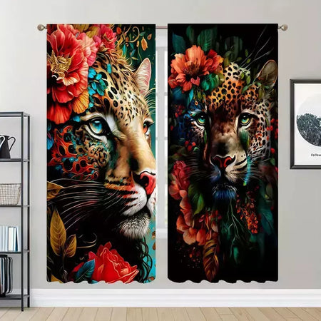 3D Printed Rose Shading Window Curtain para crianças, leão, tigre, lobo, animal, sala de estar, quarto, cozinha, porta, salão, decoração de casa