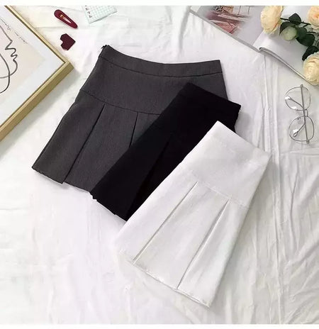 Mini vestido de cintura alta feminino, Cinza, Emagrecimento, Versátil, Anti-Exposição, Saia Linha A, Design, Sentido, Primavera, Outono, Novo, 2022