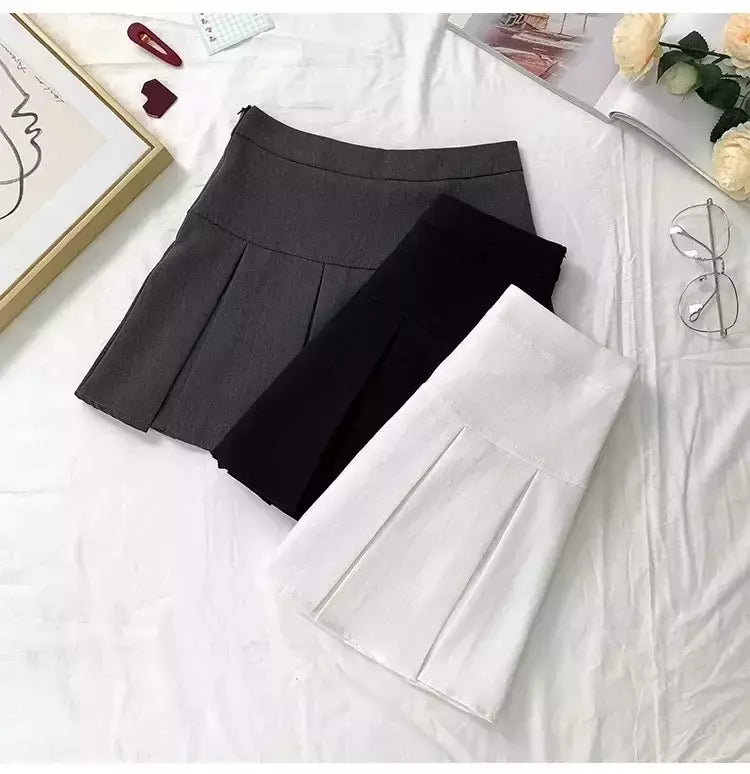 Mini vestido de cintura alta feminino, Cinza, Emagrecimento, Versátil, Anti-Exposição, Saia Linha A, Design, Sentido, Primavera, Outono, Novo, 2022