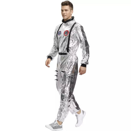 Halloween natal prata spaceman masculino feminino espaço terno adulto crianças astronauta traje festa de família vestir-se presente aniversário