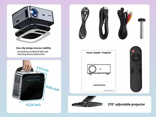 XWBSY 2025 Projetor de foco laser TOF 45000Lumens Moive Projetor de luz diurna portátil 4K Android 12.0 Projetor LED WIFI6/20MS
