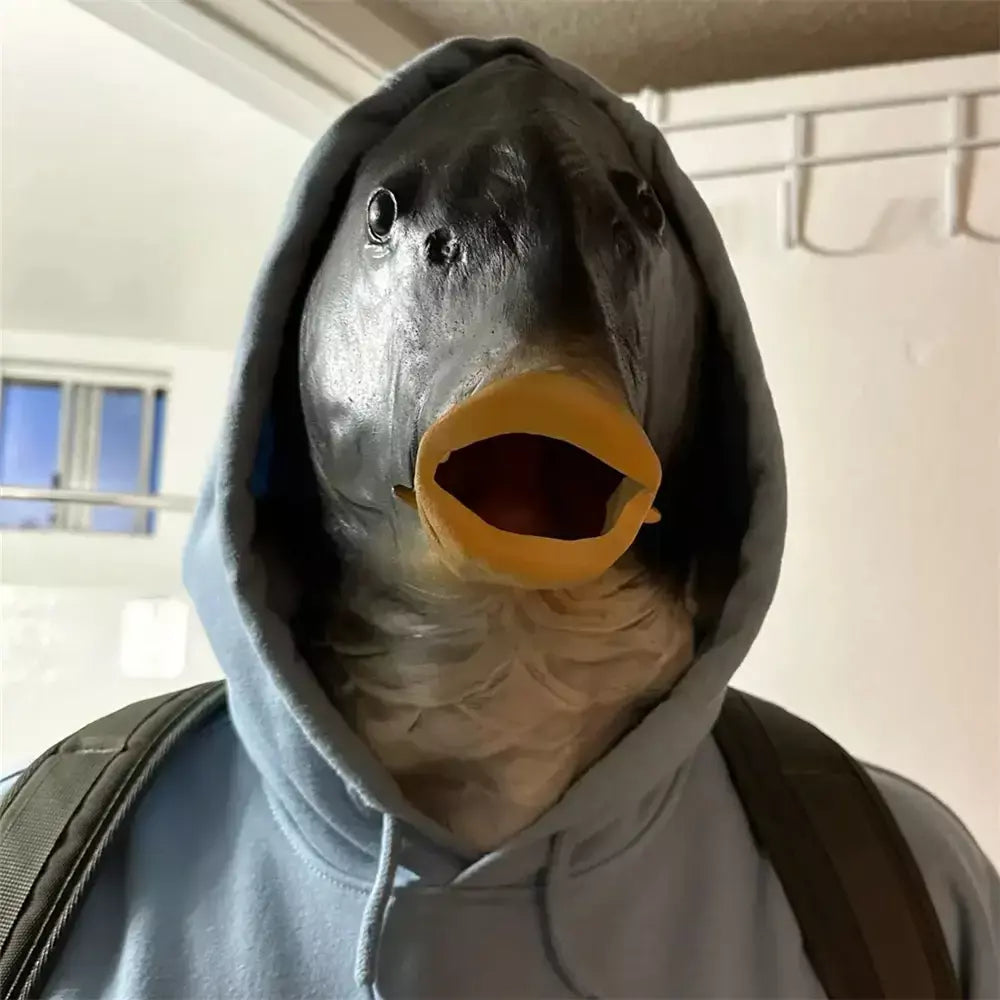 Máscara de cabeça de peixe engraçado animal máscara de carpa preta para festa de aniversário de halloween animal cosplay cabeça capa brincadeira prop peixe máscaras de látex
