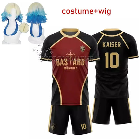Anime azul bloqueio michael kaiser conjunto trajes cosplay isagi bastardo munchen ness futebol toda camisa impressão 3d reo uniforme de futebol
