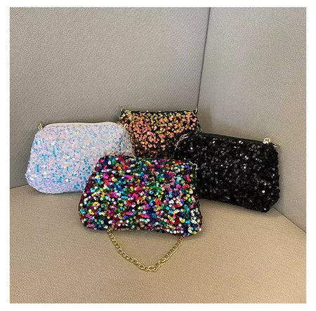 Lantejoulas crossbody saco de corrente simples ins cor sólida lantejoulas bolsa de ombro axilas bolsa de telefone noite sacos de embreagem bolsa