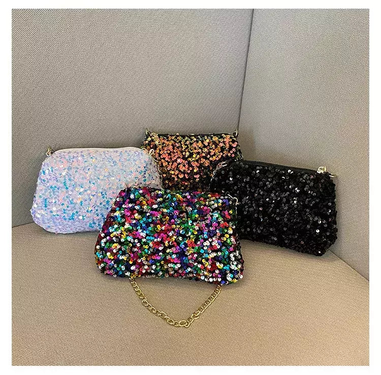 Lantejoulas crossbody saco de corrente simples ins cor sólida lantejoulas bolsa de ombro axilas bolsa de telefone noite sacos de embreagem bolsa