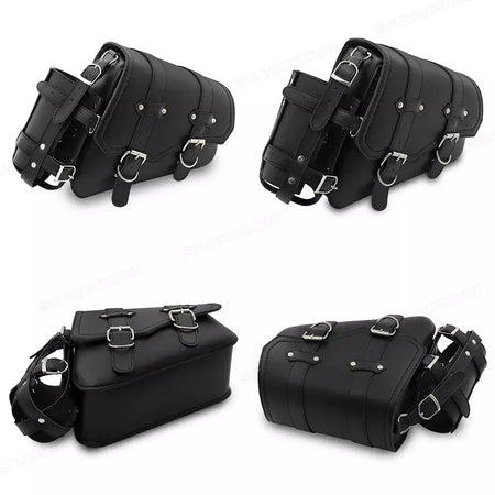 Bolsa de selim lateral de couro pu para motocicleta, adequada para harley sportster xl 883 1200 chopper cruiser cafe racer softail bobber