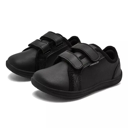 HOBIBEAR-Tênis minimalistas para crianças, leves, gancho de laço, couro artificial, sapatos descalços, pequeno grande e garoto, dedo do pé largo