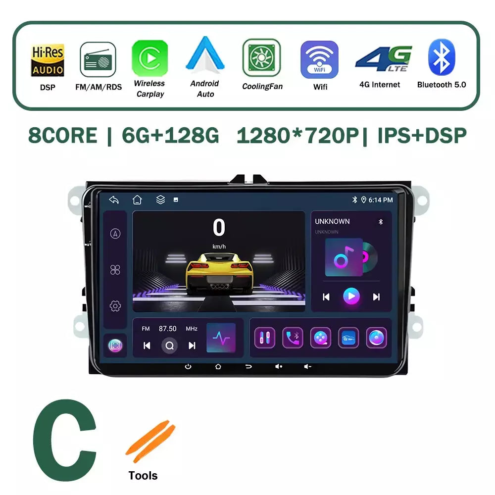 Sistema operacional android para vw volkswagen golf polo skoda rapid octavia tiguan passat amarok carro multimídia vídeo estéreo player gps carplay