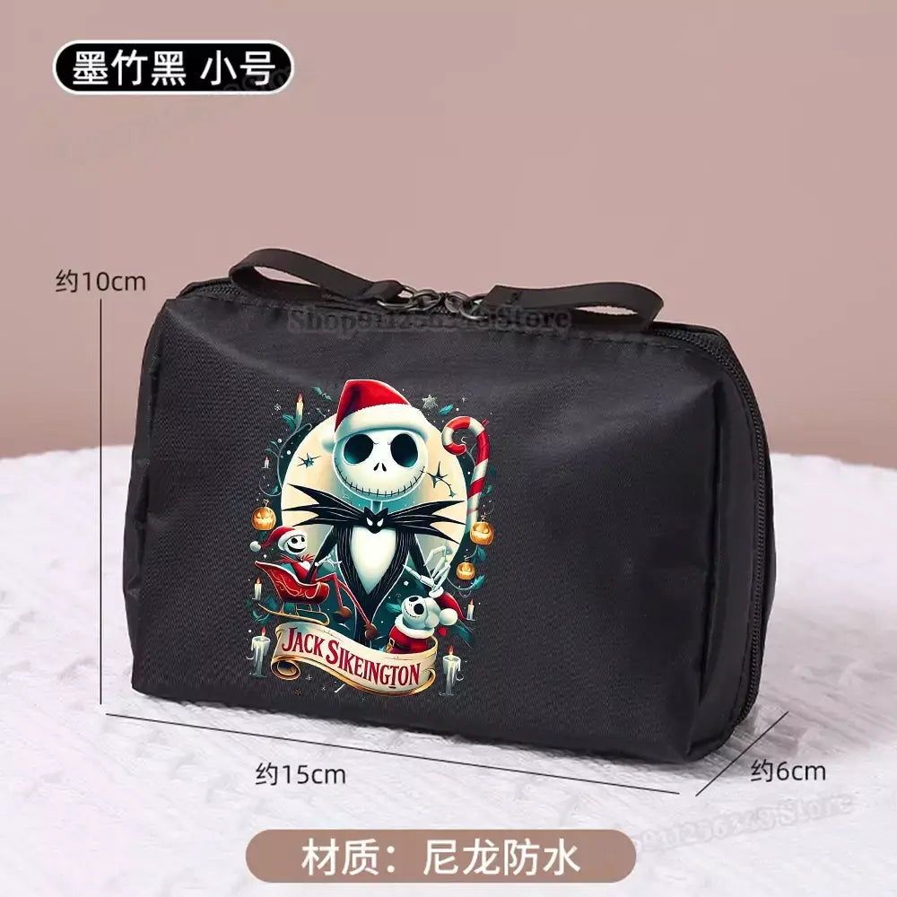O pesadelo antes do natal saco de maquiagem figura dos desenhos animados jack skellington bolsa sacos cosméticos disney compõem casos organizadores