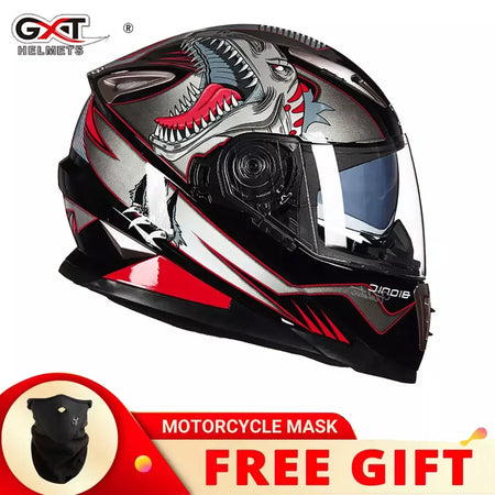 Gxt palhaço rosto cheio capacete da motocicleta lente solar interna motocross casco moto leve segurança bicicleta de rua equitação rápida casque moto