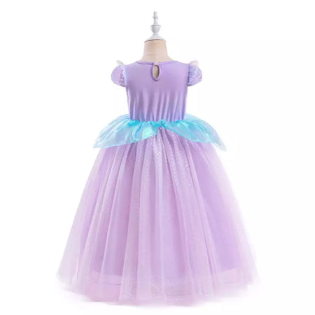 Meninas roxo-azul sereia ariel cosplay vestido de halloween vestido de festa de aniversário meninas praia vestido de férias