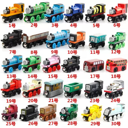 10 pçs/set trens de madeira magnética brinquedos pista veículo ferroviário locomotiva de madeira modelo de transporte para thomaing trem brinquedo presente crianças