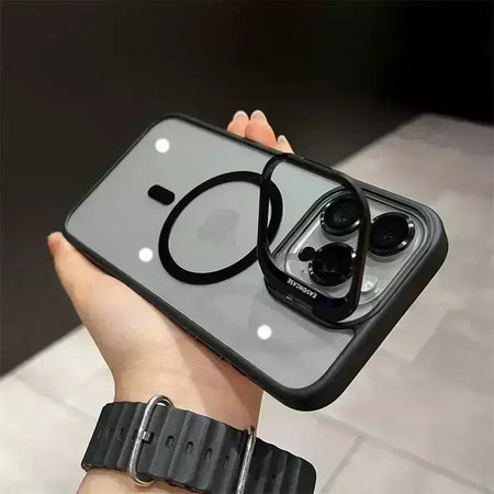 Magsafe suporte de proteção de lente magnética capa de telefone para iphone 17 12 13 14 15 16 pro max câmera vidro transparente anel de metal capa