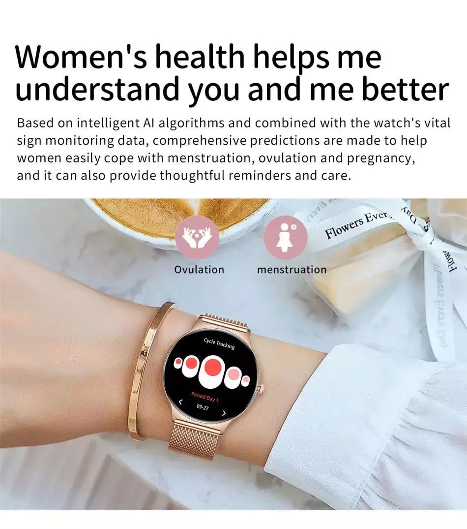 Para huawei novo ultra fino amoled relógio inteligente tela feminina sempre exibir tempo freqüência cardíaca bt chamando high-end moda smartwatch