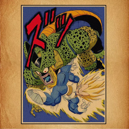 Japonês em torno do anime retro dragon ball cartaz goku gohan vegeta piccolo friza pintura em tela impressão arte da parede presente das crianças
