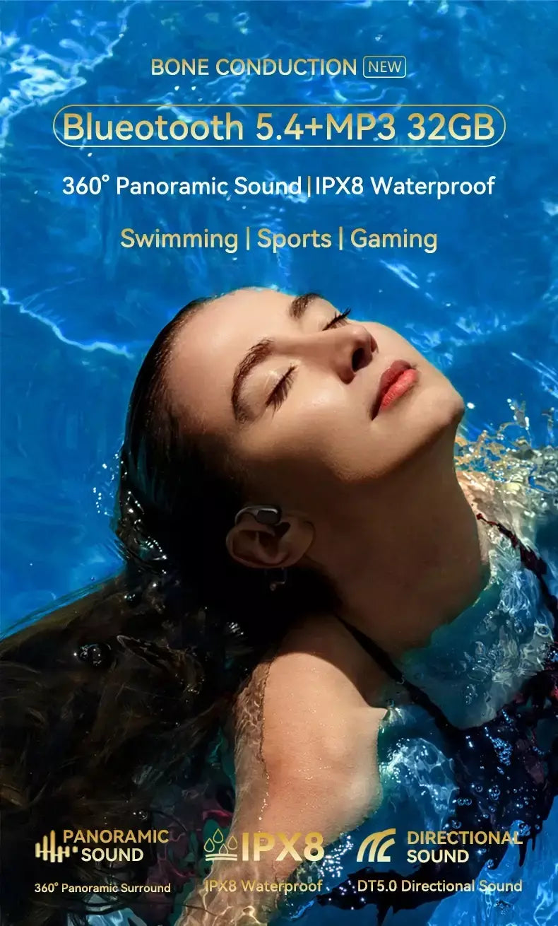 Xiaomi ipx8 à prova dwaterproof água natação condução óssea fone de ouvido bluetooth baixo sem fio mp3 player ciclismo fitness fone