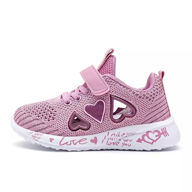 Meninas sapatos casuais luz malha tênis crianças verão primavera outono tenis bonito esporte dos desenhos animados feminino correndo meia calçado