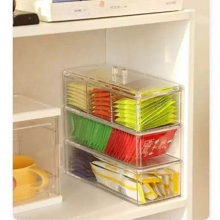 Transparente Acrílico Tea Bag Organizador, Caixa de armazenamento, classificar e organizar, Sala Prateleiras, 22*8.5*5.5 cm