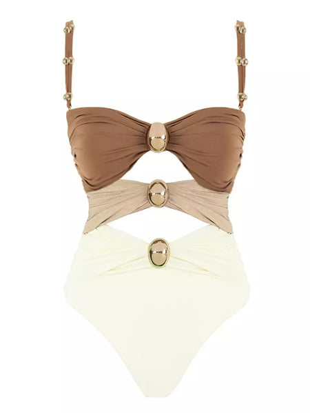 Fato de banho feminino em X, roupa de praia estilo coreano de 1 peça, maiô de verão, biquíni novo, 2024