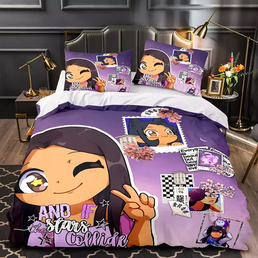 APHMAU-Conjunto de cama impressão Aphmau 3D para adultos e crianças, capa de edredão, solteiro, gêmeo, completo, queen, king size, kawaii, adulto, cama, 035