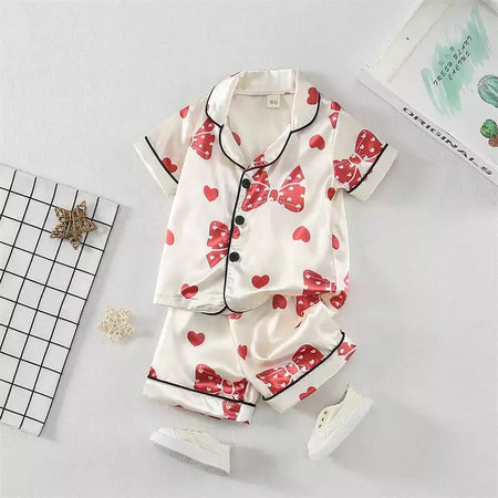 Baby Girls' Sleepwear Suit, Pijama infantil, Roupas infantis, Toddler Casual Costume, Roupas de verão, Camisa infantil, Shorts, Novo, 2Pcs Set