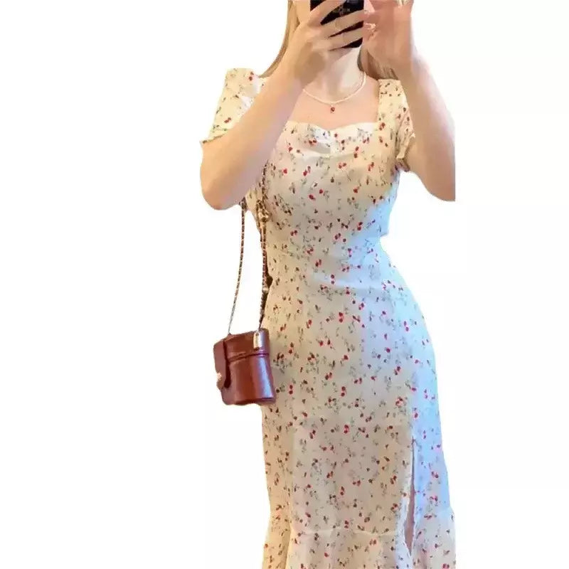 Vestido longo perfumado branco para mulheres, vestido sereia de fenda lateral, roupa emagrecedora para você, vestido de fada, novo, 2024