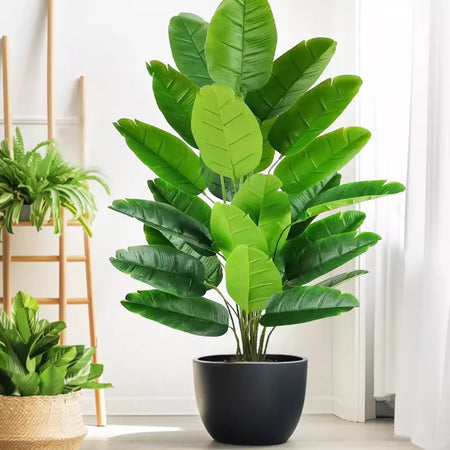 Palmeira tropical artificial 60-90-120cm(47,2 pol.) folhas de planta de banana falsa toque real planta de plástico strelitzia para jardim doméstico