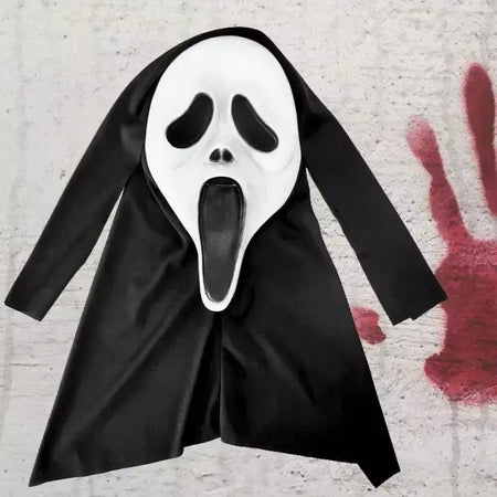 Látex grito ghostface máscara horror cabeça cheia máscara brincadeira cosplay traje filme assustador ghostface adereços decoração de casa fontes de festa