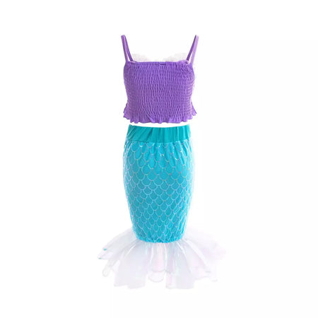 Meninas escala roxa princesa sereia ariel cosplay vestido de halloween vestido de festa de aniversário meninas verão praia vestido de férias